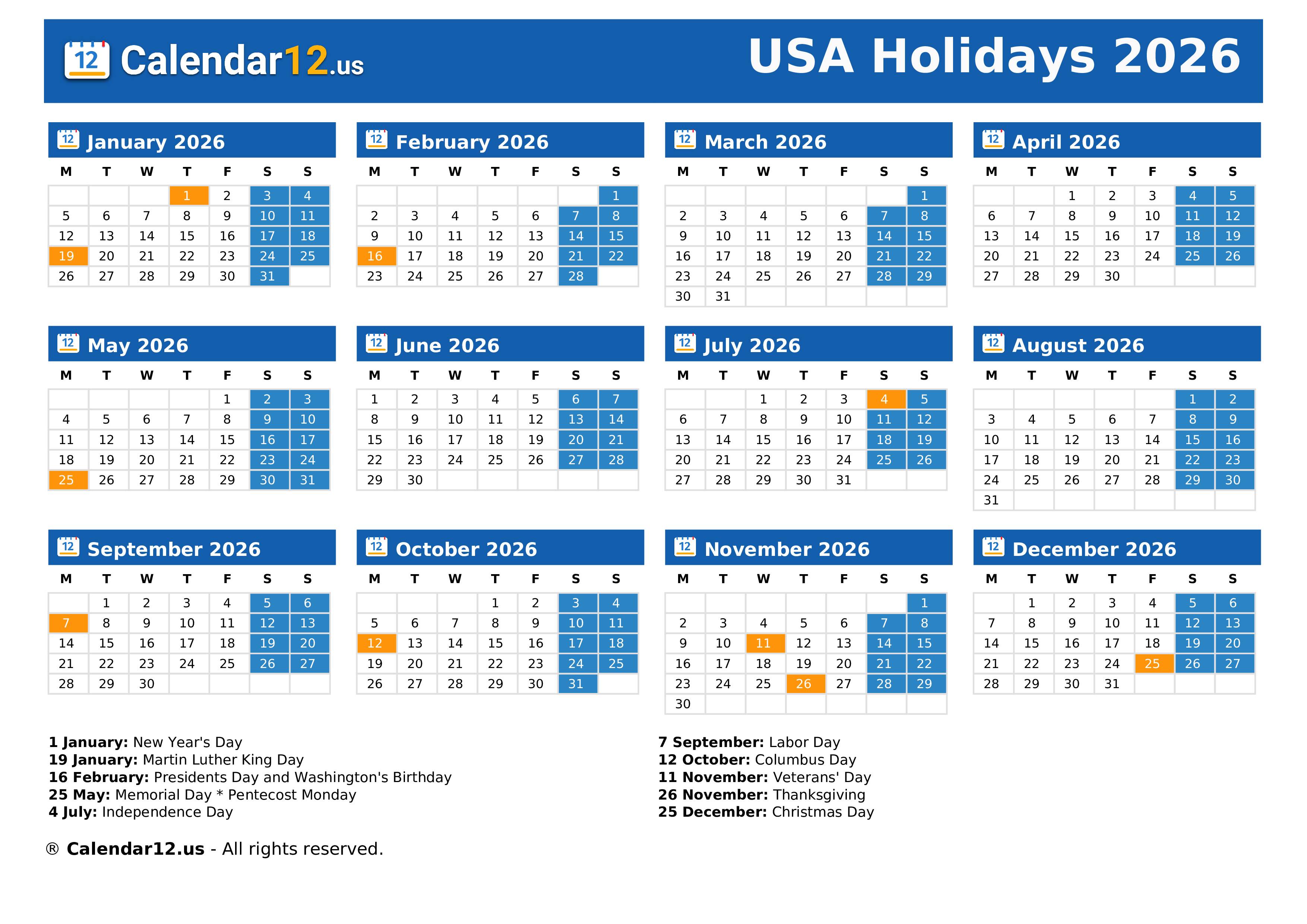 Holidays 2026