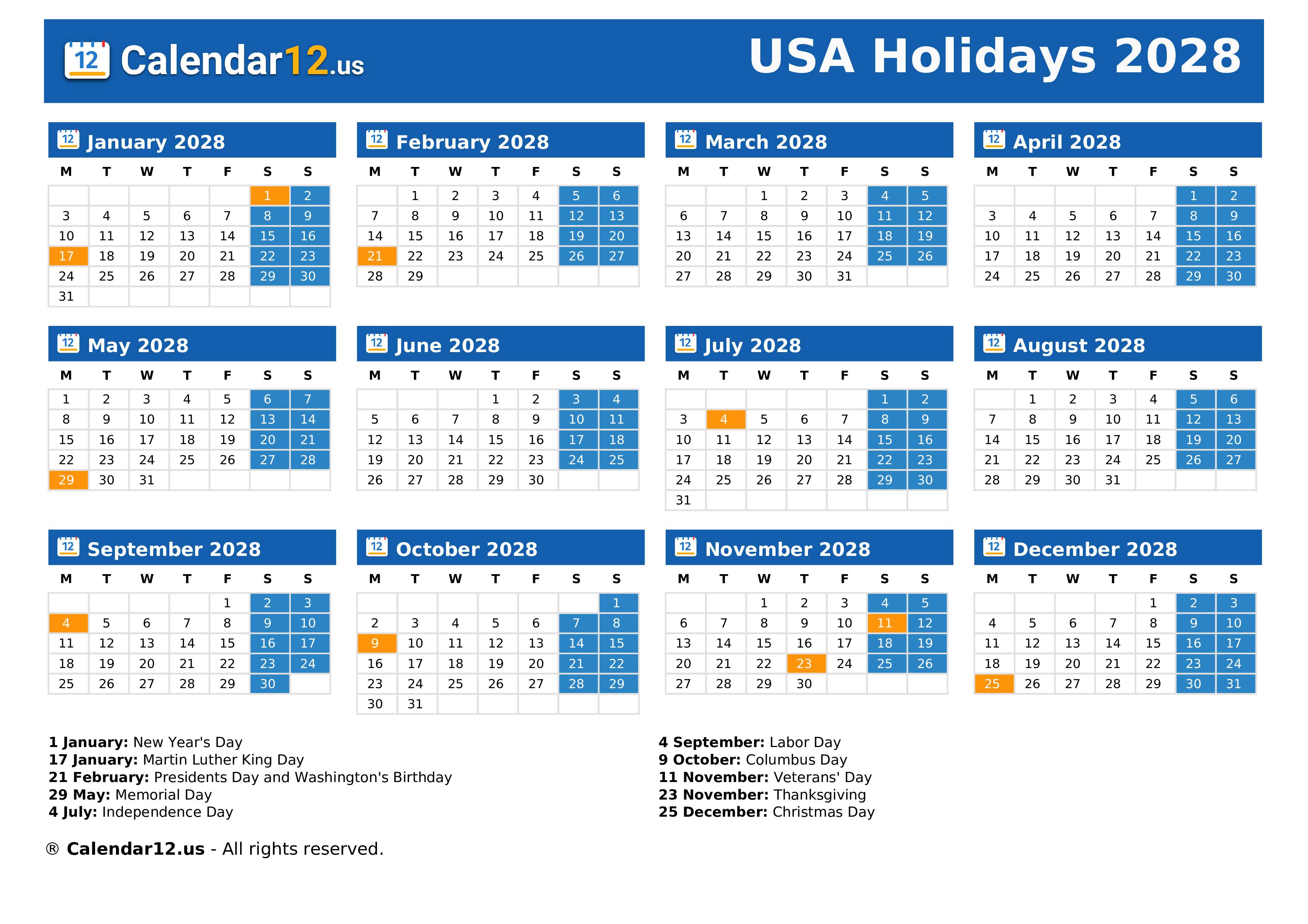 Holidays 2028