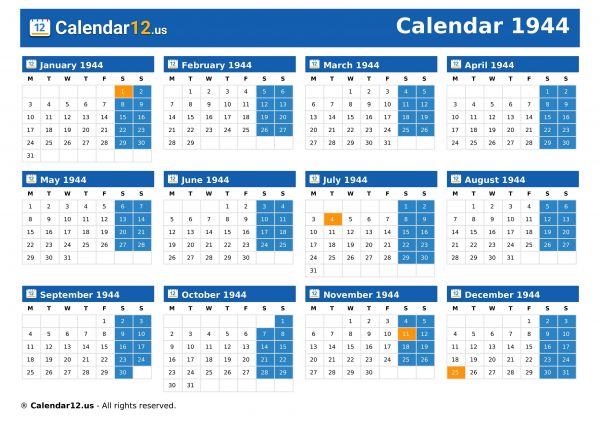 Calendar 1944