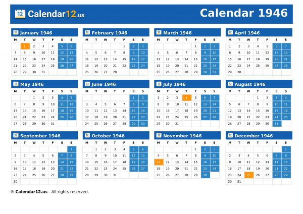 Calendar 1946