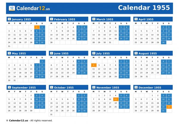 Calendar 1955