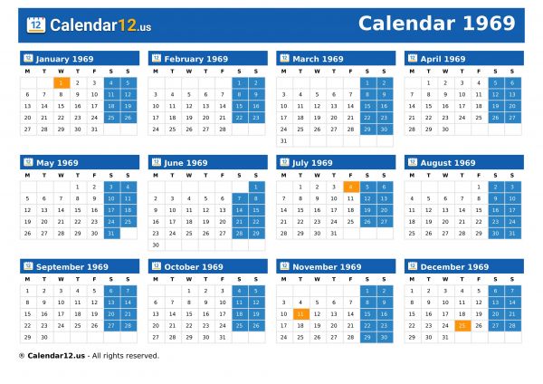 Calendar 1969
