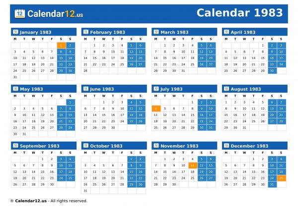 Calendar 1983