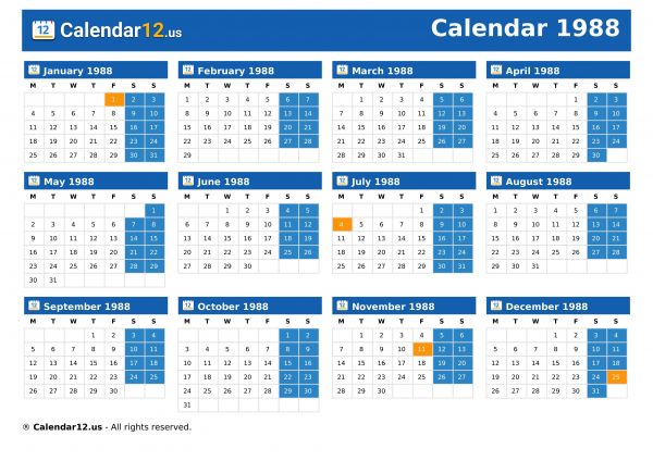 Calendar 1988