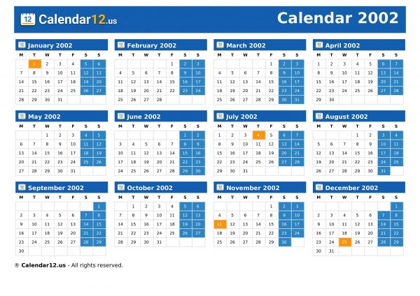 Calendar 2002