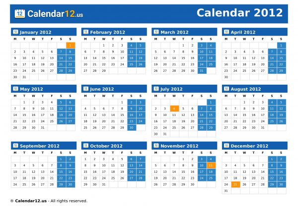 Calendar 2012